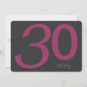Aangepaste 30e verjaardag op houtskool en plum kaart (Voorkant)