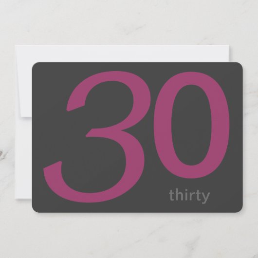 Aangepaste 30e verjaardag op houtskool en plum kaart (Voorkant)