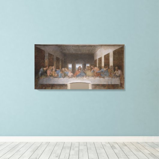 Aangepaste 32x16 Leonardo's Da Vinci Laatste Avond Canvas Afdruk (Insitu (Houten vloer))