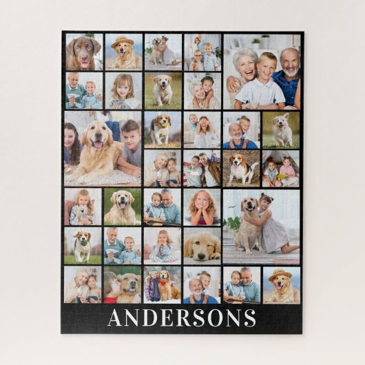 Aangepaste 33 foto collage familie 16x20 520 stuk legpuzzel (Verticaal)