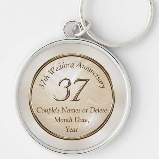 Aangepaste 37 jaar huwelijkscadeauideeën sleutelhanger (Voorkant)