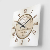 Aangepaste 37 jaar Jubileum klok, calabaster Vierkante Klok (Hoek)