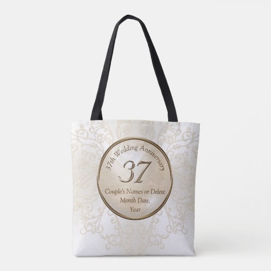 Aangepaste 37e bruiloft Jubileum geschenken voor v Tote Bag (Achterkant)