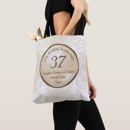 Aangepaste 37e bruiloft Jubileum geschenken voor v Tote Bag (Dichtbij)