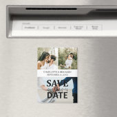 Aangepaste 3 foto bruiloft Sla de datum op Magneet (Insitu (Vaatwasser))