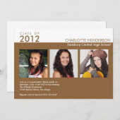 Aangepaste 3 foto bruin afstuderen klasse uitnodig kaart (Voorkant / Achterkant)