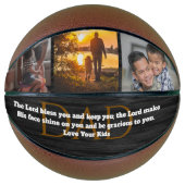 Aangepaste 3-foto collage basketbal met Bijbelvers (Voorkant)
