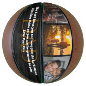 Aangepaste 3-foto collage basketbal met Bijbelvers (Verticaal)