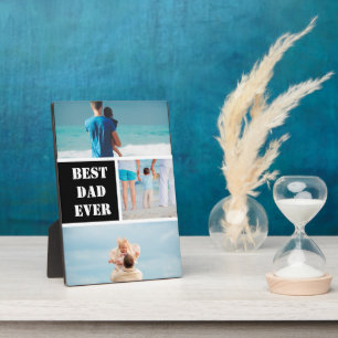 Aangepaste 3 foto collage Beste vader ooit cadeau  Fotoplaat