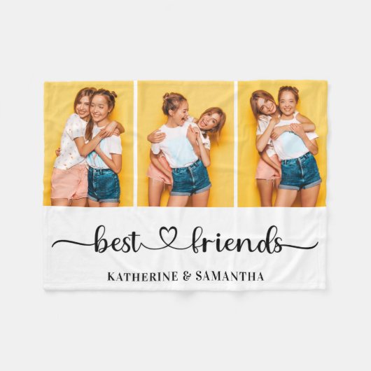 Aangepaste 3 foto Collage Beste Vrienden voor alti Fleece Deken (Voorkant (Horizontaal))