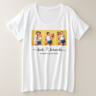 Aangepaste 3 foto Collage Beste vrienden Vrouwen Grote Maat T-shirt