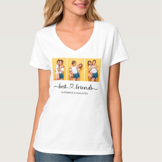 Aangepaste 3 foto Collage Beste vrienden Vrouwen T-shirt (Voorkant)