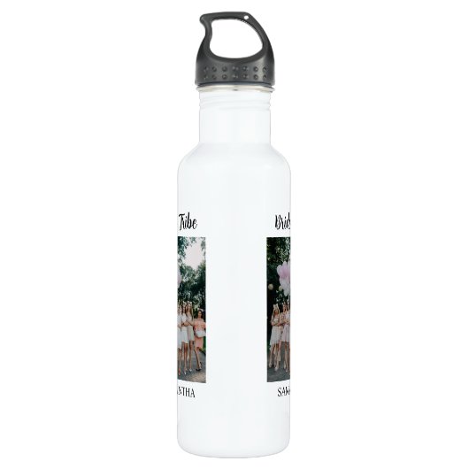 Aangepaste 3 foto collage Bruid Stam Bruidsmeisje Waterfles (Achterkant)