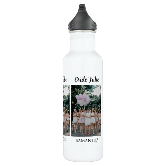 Aangepaste 3 foto collage Bruid Stam Bruidsmeisje  Waterfles (Rechts)