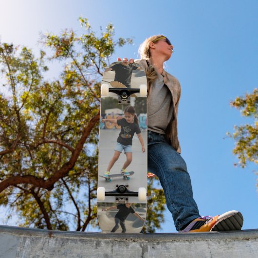 Aangepaste 3-foto-collage | Gepersonaliseerde acti Persoonlijk Skateboard (Buiten 1)