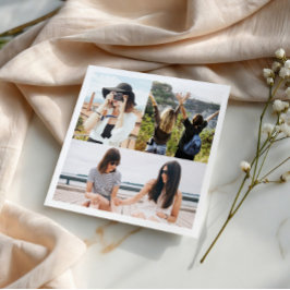 Aangepaste 3 foto collage gepersonaliseerde papier servet