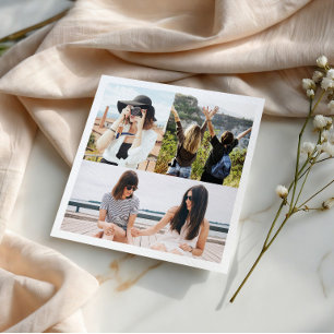 Aangepaste 3 foto collage gepersonaliseerde papier servet