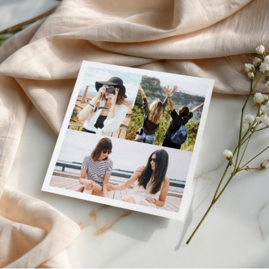 Aangepaste 3 foto collage gepersonaliseerde papier servet