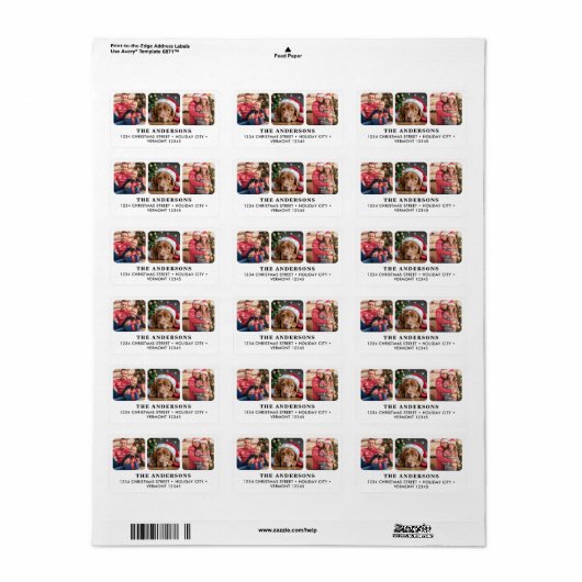 Aangepaste 3 Foto Familie Huisdier Kerstmis Retour Etiket (Full Sheet)