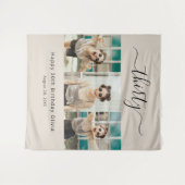 Aangepaste 3 Foto Gelukkige 30e Verjaardag Wandkleed (Voorkant (horizontaal))