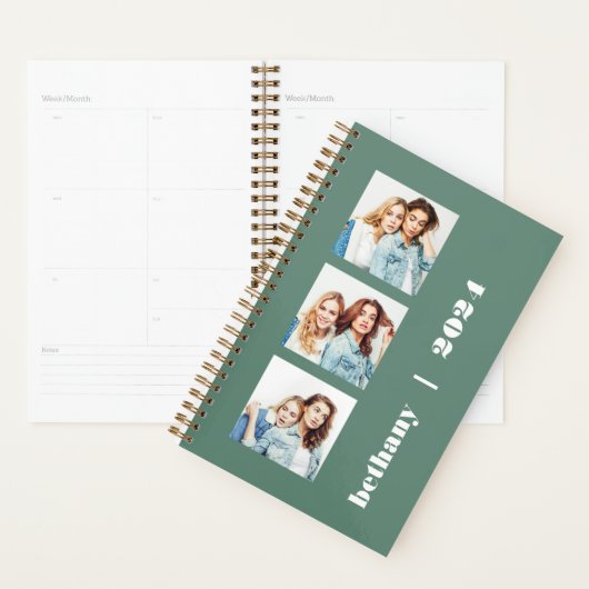 Aangepaste 3-foto gepersonaliseerde eucalyptus gro planner (Display)
