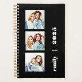Aangepaste 3-foto Gepersonaliseerde Zwart Wit 2025 Planner (Voorkant)