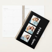 Aangepaste 3-foto Gepersonaliseerde Zwart Wit 2025 Planner (Display)