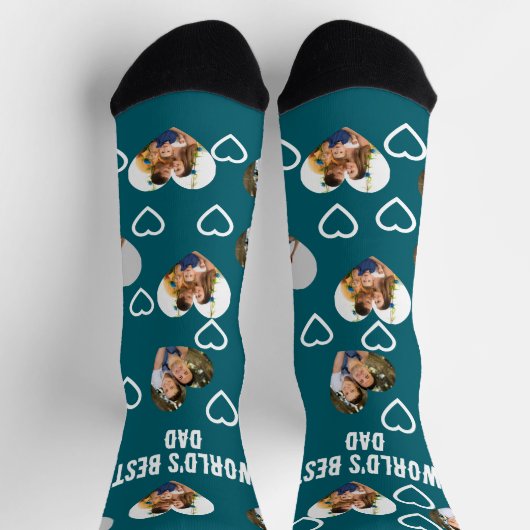 Aangepaste 3 foto harten collage Beste papa ooit Sokken (Top)