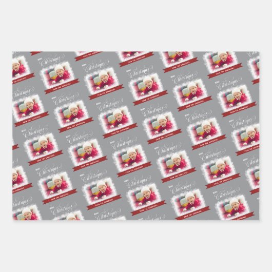 Aangepaste 3 foto inpakpapier vellen (Voorkant)