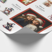 Aangepaste 3 foto kerstkarakters inpakpapier (Hoek)