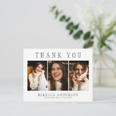 Aangepaste 3 foto minimalistische afstuderen bedan briefkaart (Staand voorkant)