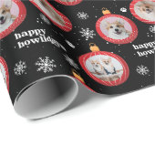 Aangepaste 3 foto Pet Dog Happy Howlidays Cadeaupapier (Rol Hoek)