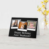 Aangepaste 3-foto snapshot Lijsten Kleur Verjaarda Kaart (Gele Bloem)