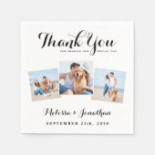 Aangepaste 3 foto Unieke Pas getrouwd bruiloft Servet (Voorkant)