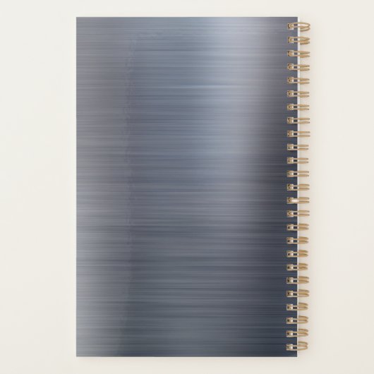 Aangepaste 3-foto zilver geborsteld metaal 2024 planner (Achterkant)