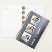 Aangepaste 3-foto Zilver geborsteld metaal 2025 Planner (Display)