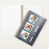 Aangepaste 3-foto zilver geborsteld metalen 2025 planner (Display)