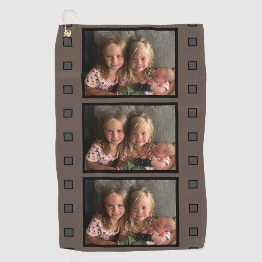 Aangepaste 3 fotofiltreerstrips golfhanddoek (Voorkant)