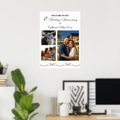 Aangepaste 3 foto's 4e bruiloft Jubileum Welkom Poster (Thuiskantoor)