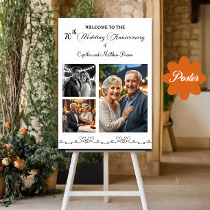 Aangepaste 3 foto's 70ste bruiloft Jubileum Welkom Poster