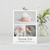 Aangepaste 3 Foto's Geboorteaankondiging Baby Boy Bedankkaart (Staand voorkant)