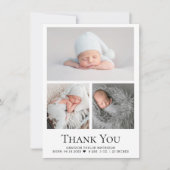 Aangepaste 3 Foto's Geboorteaankondiging Baby Boy Bedankkaart (Voorkant)