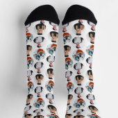 Aangepaste 3 foto's Patroon wit Sokken (Top)