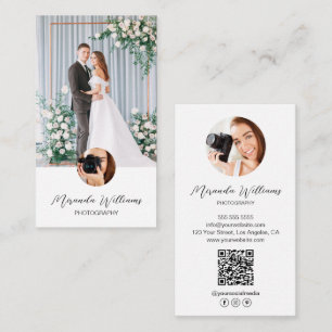 Aangepaste 3 Foto's QR Social Media Icons Fotograa Visitekaartje