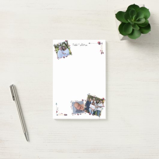 Aangepaste 3 foto's Tribal Arrows Feathers Trendy Post-it® Notes (Kantoor)