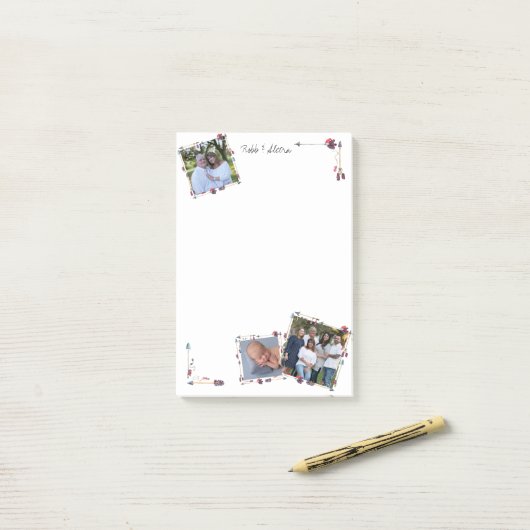 Aangepaste 3 foto's Tribal Arrows Feathers Trendy Post-it® Notes