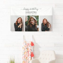 Aangepaste 3 foto's Verjaardagsfeest Selfie Afbeel Spandoek