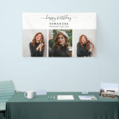 Aangepaste 3 foto's Verjaardagsfeest Selfie Afbeel Spandoek (Beurs)