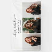 Aangepaste 3 foto's Verjaardagsfeest Selfie Afbeel Spandoek (Verticaal)