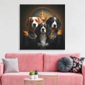 Aangepaste 3 huisdieren Portret: Royal Dog Portrai Canvas Afdruk (Insitu (Woonkamer))